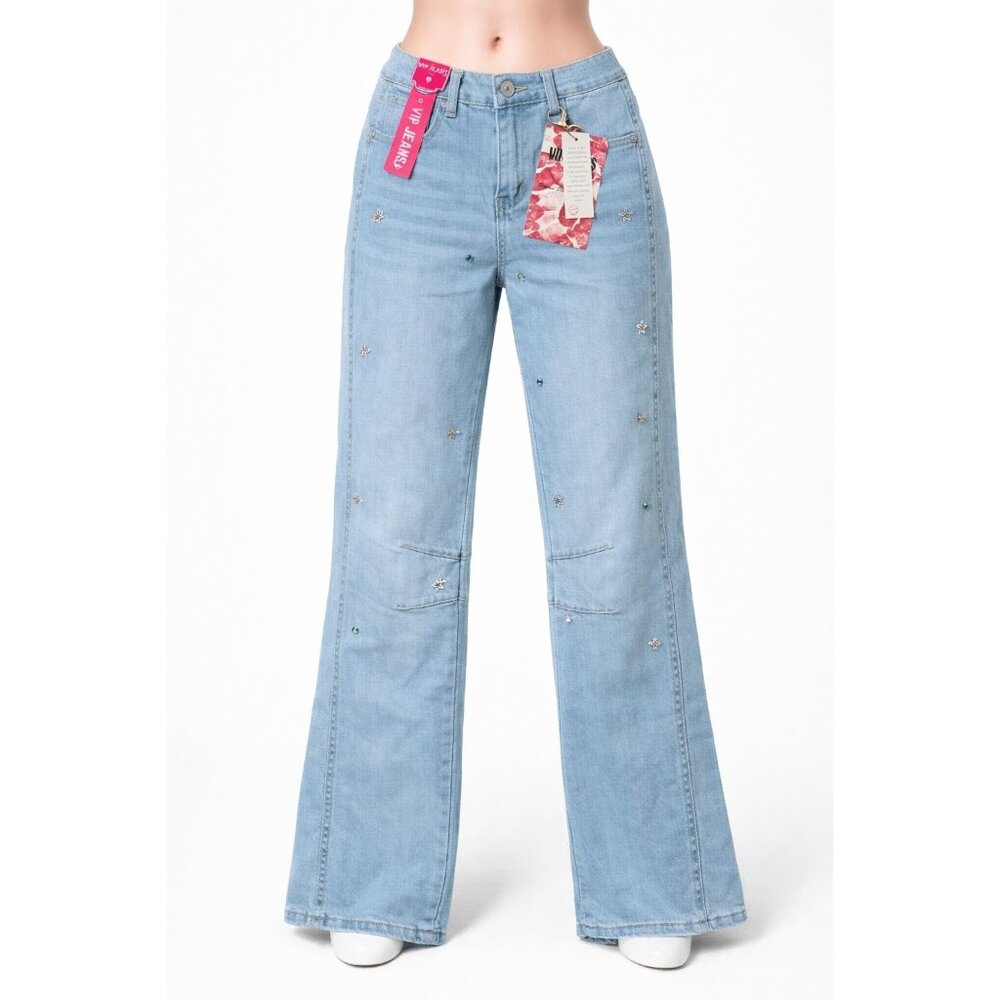 VIP Jeans‎ Light Wash Embellished Women’s Jeans Size 7/28 New with Tags